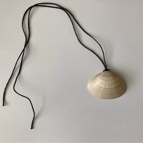 Natural Shell Pendant Necklace with Black Cord - Picture 2 of 2